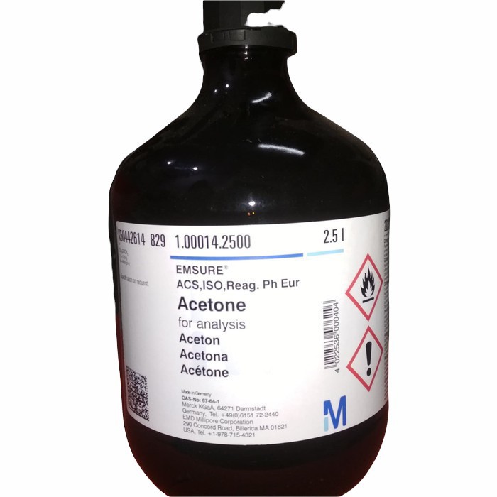 100014.2500	ACETONE FOR ANALYSIS EMSURE ACS,ISO,REAG. PH EUR	2.5 L