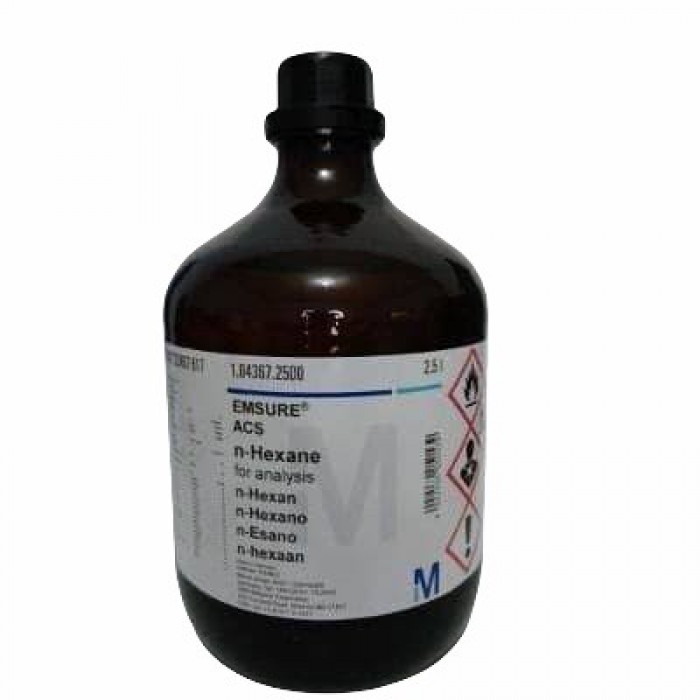 104367.2500	N-HEXANE FOR ANALYSIS EMSURE ACS,ISO,REAG. PH EUR	2.5 L  มีสต๊อกพร้อมส่ง