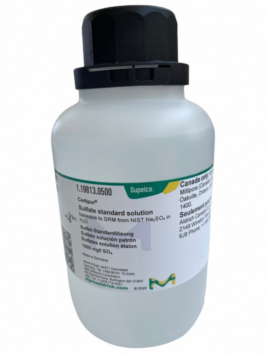 119813.0500	SULFATE STANDARD SOLUTION 1000 MG/L SODIUM SULFATE	500 ML มีสต๊อกพร้อมส่ง