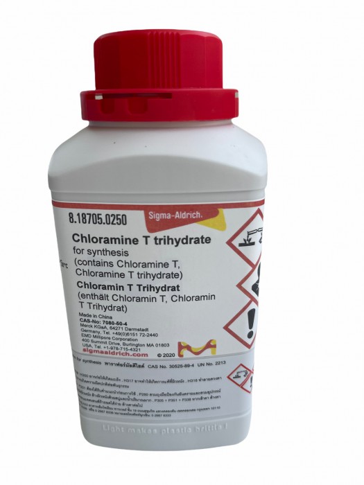 818705.0250	CHLORAMINE T TRIHYDRATE FOR SYNTHESIS	250 G